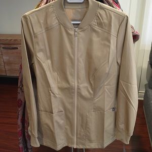 Jaanuu Nurse’s Scrubs Jacket Khaki Beige XXS 2 New